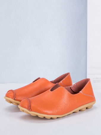 OrangeBlack Casual Shoes For Women Round Toe Slip On Flat Shoes