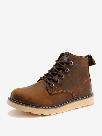 ブラウン メンズ ワークブーツ 牛革 カジュアル コーヒーブラウン アンクル ショートブーツ