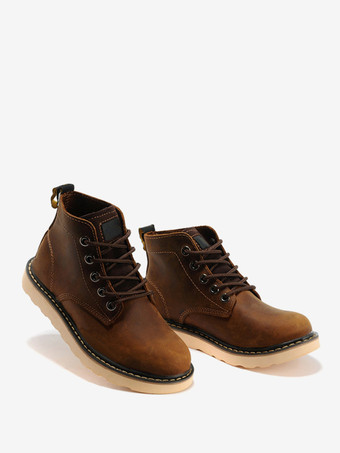 メンズ ワークブーツ 牛革 カジュアル コーヒーブラウン アンクル ショートブーツ