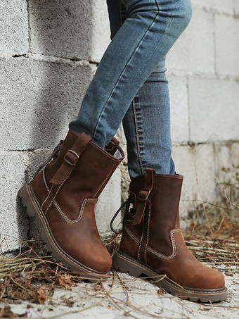 メンズ マーティン スリップオン クラシック コーヒーブラウン レトロ ワーク アンクル ショートブーツ