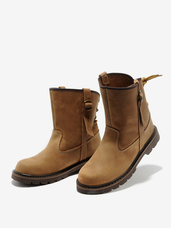 メンズ マーティン スリップオン クラシック コーヒーブラウン レトロ ワーク アンクル ショートブーツ