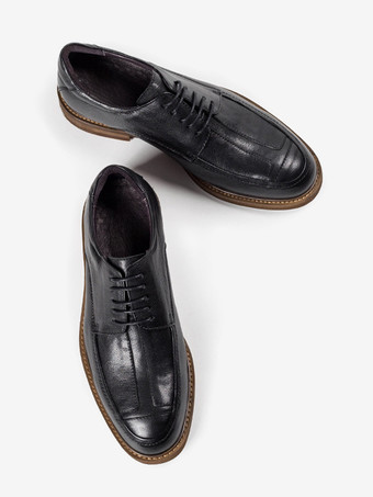 男性用ドレスシューズ 高品質ラウンドトゥ 牛革オックスフォード プロム ウェディングシューズ