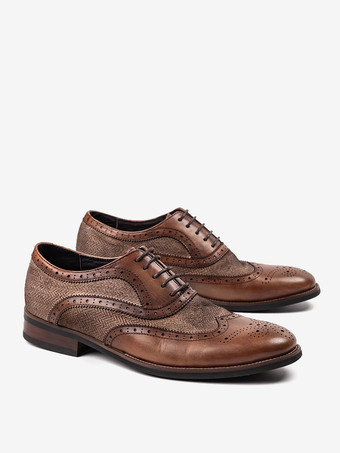 メンズ オックスフォード ドレスシューズ ポインテッドトゥ 牛革 ブローグ プロム ウェディングシューズ