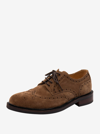 男性用ドレスシューズ ダービー ラウンドトゥ レースアップ スエード プロムシューズ