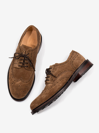 男性用ドレスシューズ ダービー ラウンドトゥ レースアップ スエード プロムシューズ