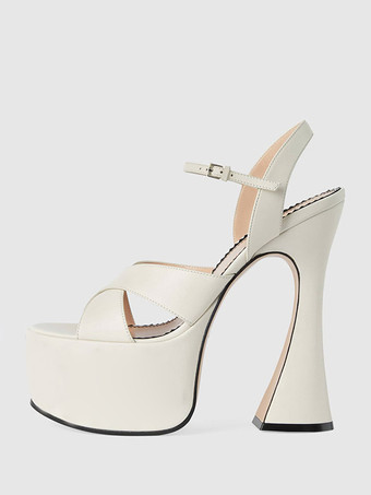 WeißDamen Plateausandalen mit Absatz offene Zehenpartie Schlangenmuster speziell geformter Absatz