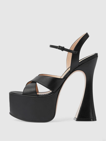 SchwarzDamen Plateausandalen mit Absatz offene Zehenpartie Schlangenmuster speziell geformter Absatz