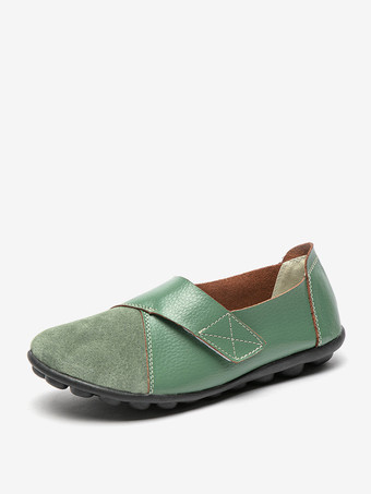 ライトグリーン レディースカジュアルシューズ ラウンドトゥ バレエフラット
