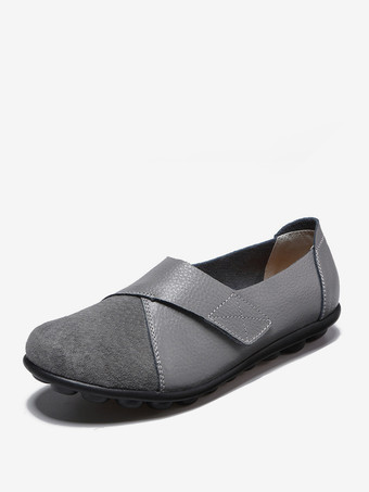 ダークグレー レディースカジュアルシューズ ラウンドトゥ バレエフラット