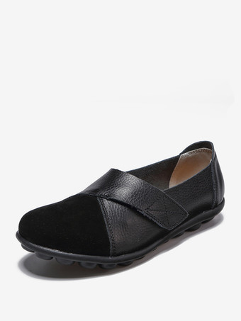 ブラック レディースカジュアルシューズ ラウンドトゥ バレエフラット