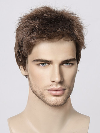 メンズウィッグ ショートストレート ダークブラウン コスプレウィッグ