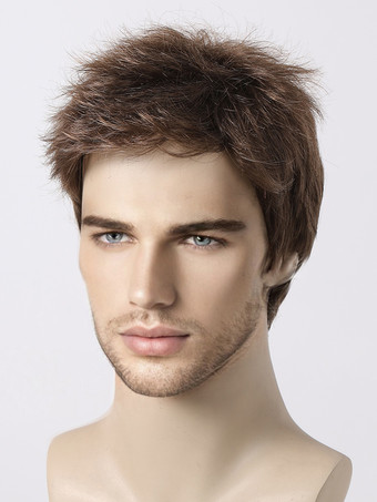 メンズウィッグ ショートストレート ダークブラウン コスプレウィッグ