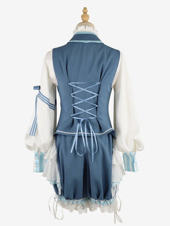 Gothic Lolita Bloomers Lace Ruffles Hearts Pattern Blue Lolita Shorts