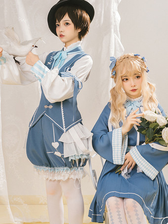 ゴシックロリータブラウスエクリュホワイト長袖リボンロリータトップロリータシャツ