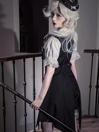 ロリータ スペシャル ロリータ トップ ベスト コスチューム ゴシック ブラック ノースリーブ ボタン