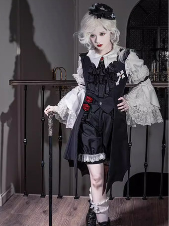 ロリータ スペシャル ロリータ トップ ベスト コスチューム ゴシック ブラック ノースリーブ ボタン