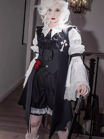 ブラック ロリータ スペシャル ロリータ トップ ベスト コスチューム ゴシック ブラック ノースリーブ ボタン