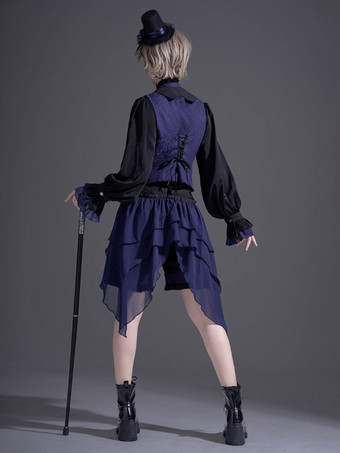 ゴシックロリータブルマーブラックフリルストレートロリータショーツ