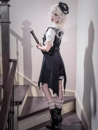 ロリータ スペシャル ロリータ トップ ベスト コスチューム ゴシック ブラック ノースリーブ ボタン