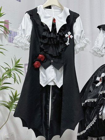 ロリータ スペシャル ロリータ トップ ベスト コスチューム ゴシック ブラック ノースリーブ ボタン