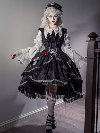 Gothic Lolita Blouses Lace Up Ruffles Short Sleeves Blouse Lolita Top White Lolita Shirt