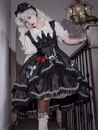 ゴシックロリータブラウス レースアップ フリル 半袖ブラウス ロリータトップ ホワイトロリータシャツ