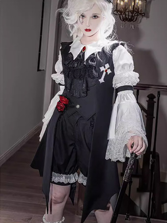 ゴシックロリータブラウス レースアップ フリル 半袖ブラウス ロリータトップ ホワイトロリータシャツ