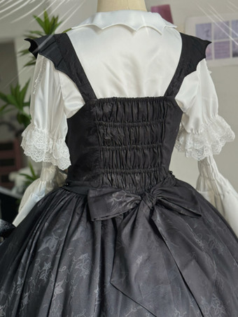 ゴシックロリータブラウス レースアップ フリル 半袖ブラウス ロリータトップ ホワイトロリータシャツ