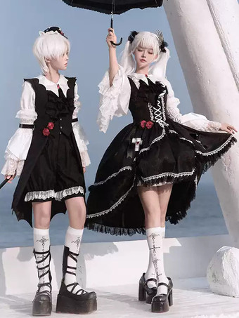 ブラック ゴシックロリータブルマーフリルストレートブラックロリータショーツ