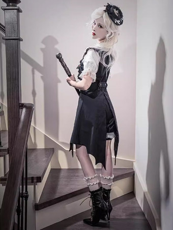 ゴシックロリータブルマーフリルストレートブラックロリータショーツ