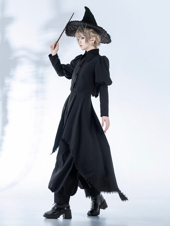 ゴシックロリータコート ブラックコート リボン レース フリル オーバーコート ポリエステル 秋 ロリータ アウター