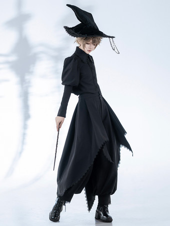 ゴシックロリータコート ブラックコート リボン レース フリル オーバーコート ポリエステル 秋 ロリータ アウター