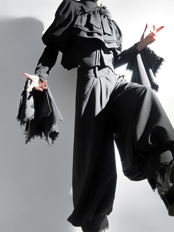 ゴシックロリータパンツ レースフリル ブラックロリータ ズボン