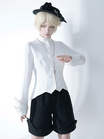 ゴシックロリータブラウス 長袖ブラウス ホワイトロリータトップ ロリータシャツ