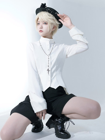 ゴシックロリータブラウス 長袖ブラウス ホワイトロリータトップ ロリータシャツ