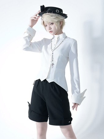 ゴシックロリータブラウス 長袖ブラウス ホワイトロリータトップ ロリータシャツ