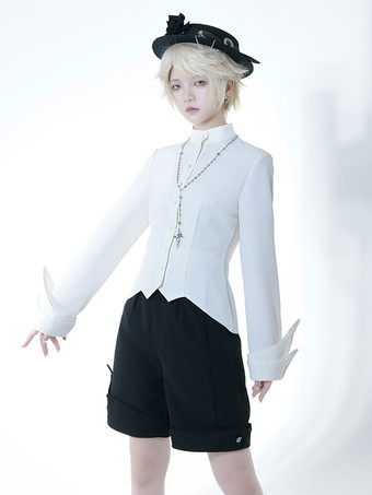 ゴシックロリータブラウス 長袖ブラウス ホワイトロリータトップ ロリータシャツ