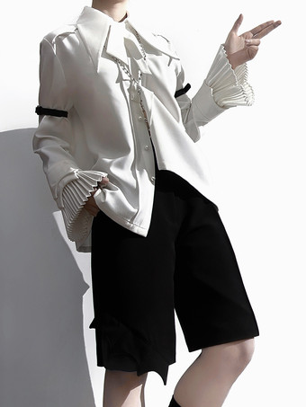 ゴシックロリータブラウス ブルー 長袖 ロリータトップ ロリータシャツ