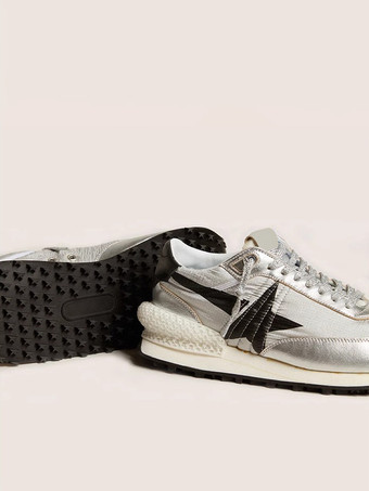 Silberne flache (<1") Freizeitschuhe aus Polyester mit runder Spitze für Damen