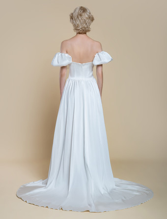 シンプルなウェディングドレス プリンセスシルエット ストラップレス ショートスリーブ 30cm ブライダルガウン