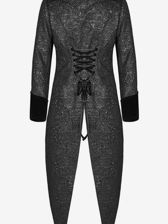 ブラック ヴィンテージ トップ ヴィンテージ スプリットフロント レースアップ ジャカード 長袖 ポリエステル トップ レトロ コスチューム 男性用