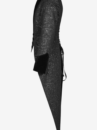 ブラック ヴィンテージ トップ ヴィンテージ スプリットフロント レースアップ ジャカード 長袖 ポリエステル トップ レトロ コスチューム 男性用