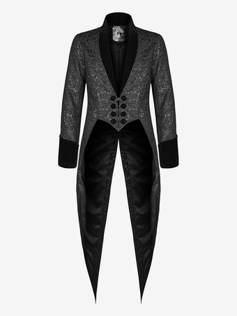 ブラック ブラック ヴィンテージ トップ ヴィンテージ スプリットフロント レースアップ ジャカード 長袖 ポリエステル トップ レトロ コスチューム 男性用