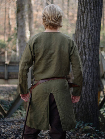 Deep Blue Vintage Top Vintage Polyester Split Front Long Sleeves Retro Costumes For Man