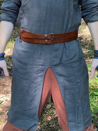 Deep Blue Vintage Top Vintage Polyester Split Front Long Sleeves Retro Costumes For Man