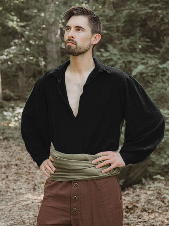 ブラック 男性用ホワイトヴィンテージトップヴィンテージポリエステル長袖レトロコスチューム バーガンディ