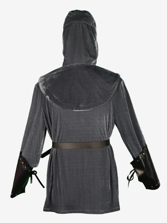 グレー ヴィンテージ トップ ヴィンテージ レースアップ 長袖 ポリエステル トップ 男性用 レトロ コスチューム