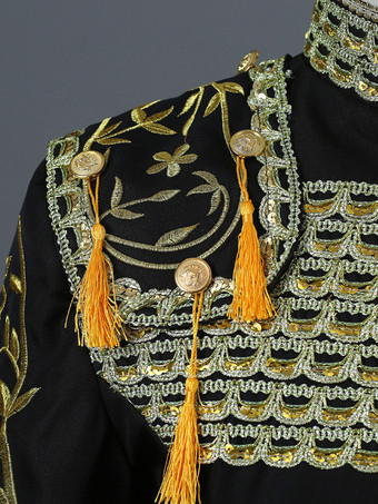 レッド ヴィンテージ セット ヴィンテージ 刺繍 フリンジ 長袖 ポリエステル パンツ 男性用 レトロ コスチューム