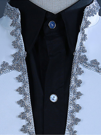 ホワイト ヴィンテージ セット ヴィンテージ ポリエステル フリル 長袖 男性用レトロコスチューム