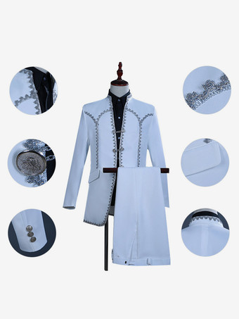 ホワイト ヴィンテージ セット ヴィンテージ ポリエステル フリル 長袖 男性用レトロコスチューム